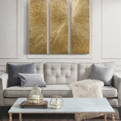Wall Plaques-Kirkland's Home Madison Park Sunburst 3-Pc. Wall Plaque Gold