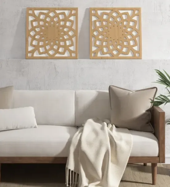 Wall Plaques-Kirkland's Home Madison Park Wood Lotus Wall Plaques, Set Of 2 Brown/White