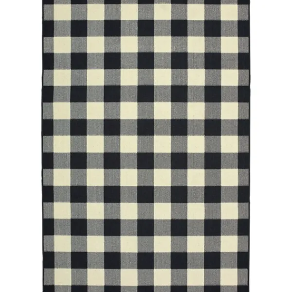 Outdoor Rugs-Kirkland's Home Madura Buffalo Check Outdoor Area Rug, 3X5 Black/White