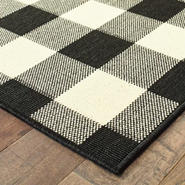 Outdoor Rugs-Kirkland's Home Madura Buffalo Check Outdoor Area Rug, 3X5 Black/White