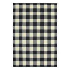 Outdoor Rugs-Kirkland's Home Madura Buffalo Check Outdoor Area Rug, 5X7 Black/White