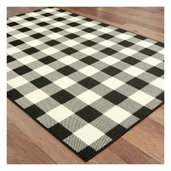 Outdoor Rugs-Kirkland's Home Madura Buffalo Check Outdoor Area Rug, 6X9 Black/White