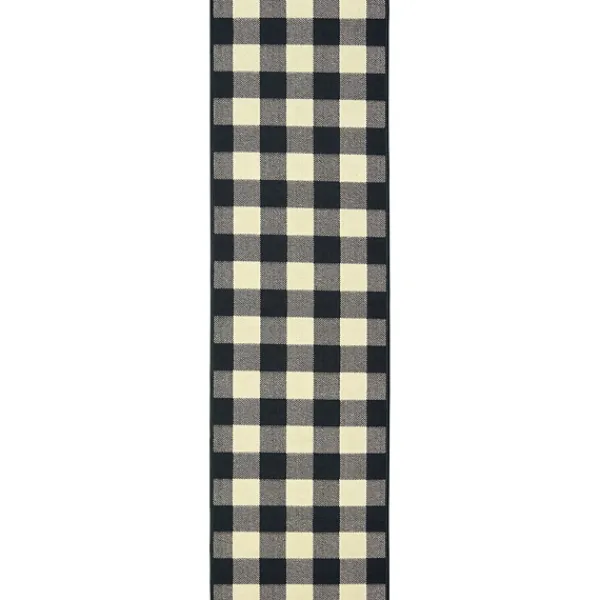 Outdoor Rugs-Kirkland's Home Madura Buffalo Check Outdoor Runner Black/White