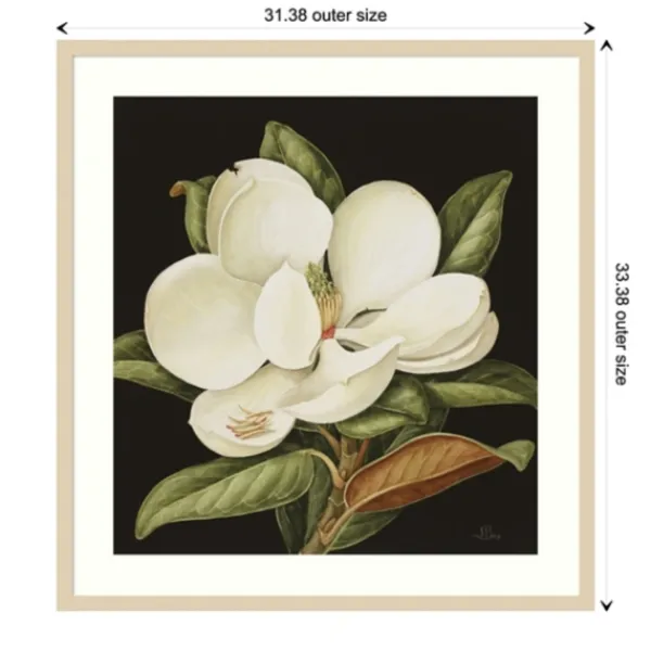 Framed Art-Kirkland's Home Magnolia Grandflora Framed Art Print White/Green/Black