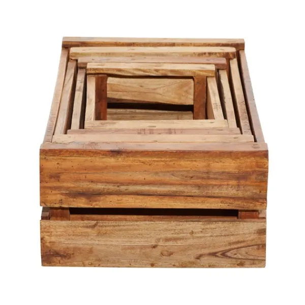Baskets & Boxes-Kirkland's Home Mahogany Finish 4-Pc. Wooden Crates Brown