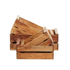 Baskets & Boxes-Kirkland's Home Mahogany Finish 4-Pc. Wooden Crates Brown