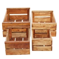 Baskets & Boxes-Kirkland's Home Mahogany Finish 4-Pc. Wooden Crates Brown