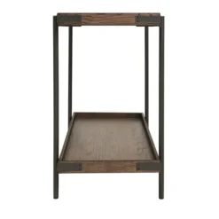 Console Tables-Kirkland's Home Mahogany Oak Wood Tray Top Console Table Brown