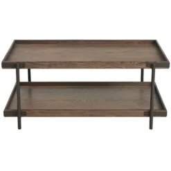 Coffee Tables-Kirkland's Home Mahogany Oak Wood Tray Top Coffee Table Brown