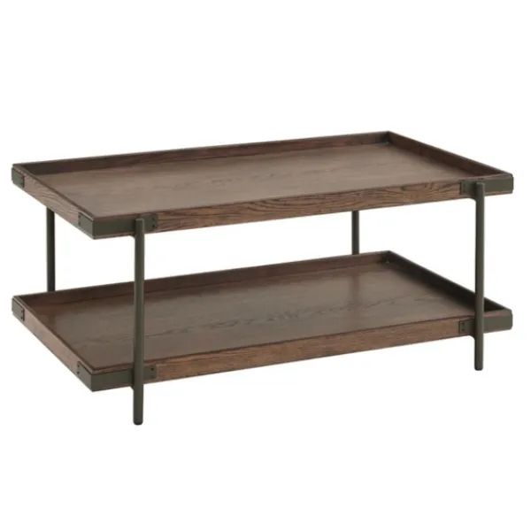 Coffee Tables-Kirkland's Home Mahogany Oak Wood Tray Top Coffee Table Brown