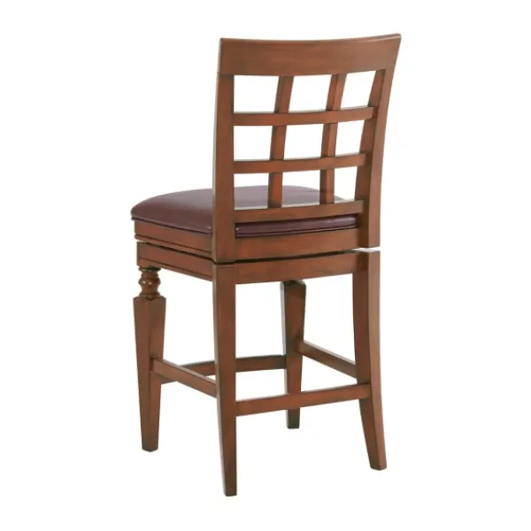 Bar Stools & Counter Height Stools-Kirkland's Home Mahogany Trellis Swivel Counter Stool Brown
