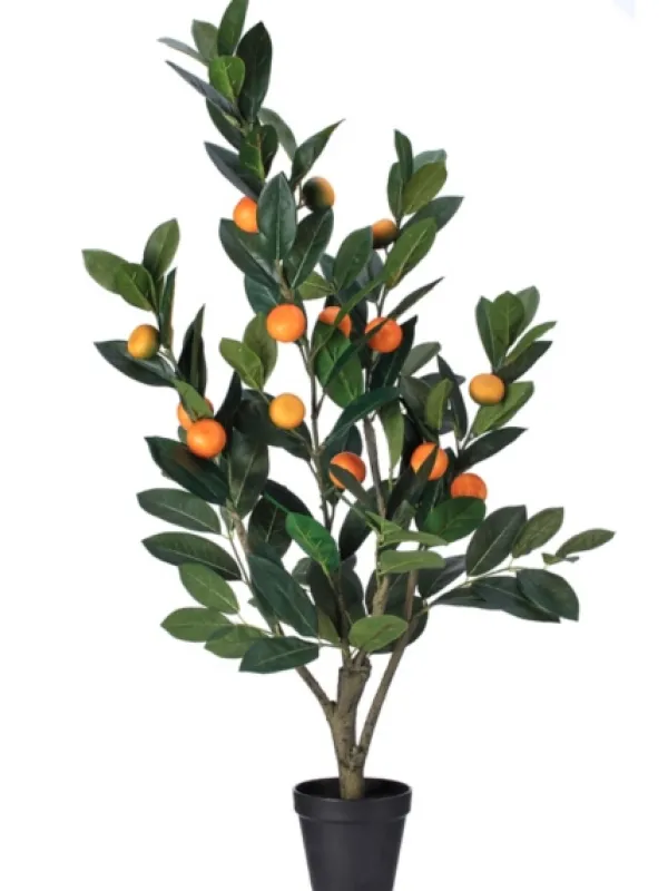Trees & Topiaries-Kirkland's Home Mandarin Orange Tree In Black Planter