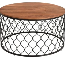 Coffee Tables-Kirkland's Home Mango Wood And Black Iron Coffee Table Brown