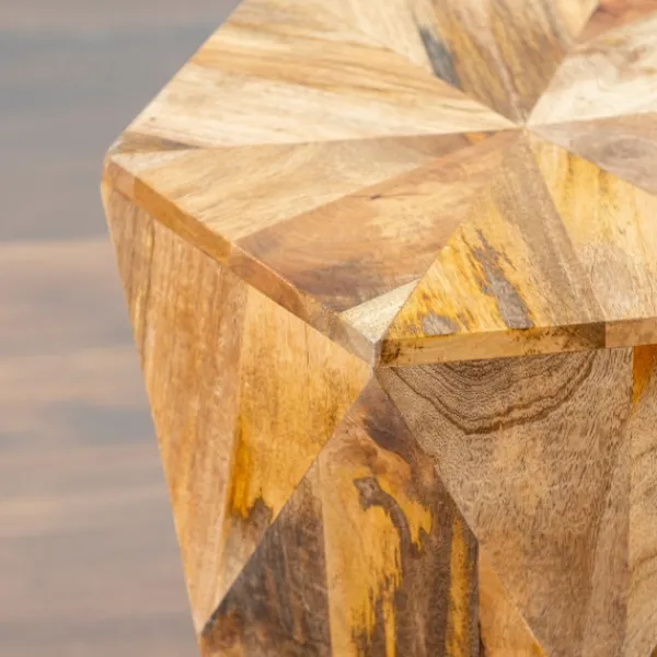 Accent & End Tables-Kirkland's Home Mango Wood Hexagon Side Table Tan