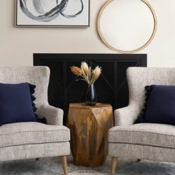 Accent & End Tables-Kirkland's Home Mango Wood Hexagon Side Table Tan