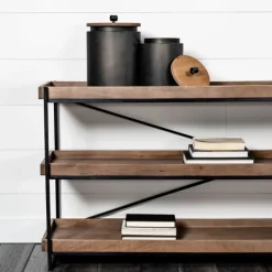 Console Tables-Kirkland's Home Mango Wood Metal Frame Console Table Brown