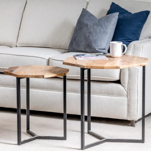 Accent & End Tables-Kirkland's Home Mango Wood Nesting Accent Tables, Set Of 2 Tan