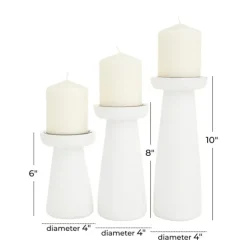 Candle Holders-Kirkland's Home Mango Wood 3-Pc. Pillar Candle Holder Set White