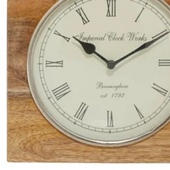 Decorative Accents-Kirkland's Home Mango Wood Square Handled Tabletop Clock Brown