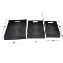Decorative Trays-Kirkland's Home Mango Wood Trays, Set Of 3 Black