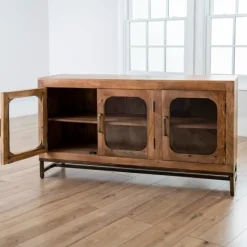Tv Stands & Media Consoles-Kirkland's Home Manu Mango Wood Media Cabinet Brown