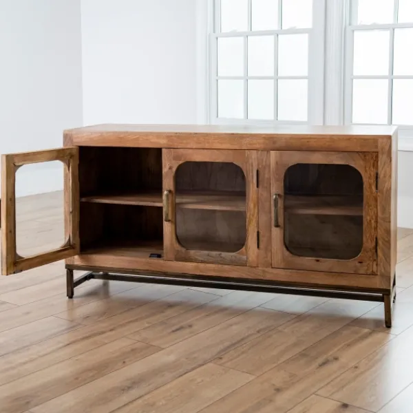 Tv Stands & Media Consoles-Kirkland's Home Manu Mango Wood Media Cabinet Brown