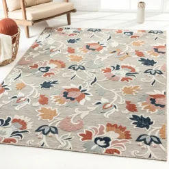 Outdoor Rugs-Kirkland's Home Mara Floral Blossom Indoor/Outdoor Area Rug, 7X9 Gray/White/Multi