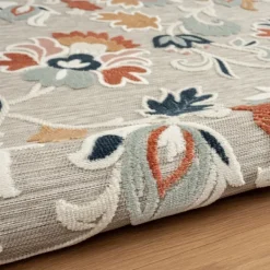 Outdoor Rugs-Kirkland's Home Mara Floral Blossom Indoor/Outdoor Area Rug, 5X7 Gray/White/Multi