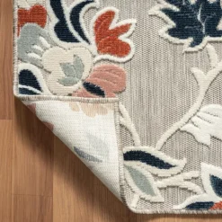 Outdoor Rugs-Kirkland's Home Mara Floral Blossom Indoor/Outdoor Area Rug, 5X7 Gray/White/Multi