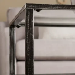 Coffee Tables-Kirkland's Home Mara Glass And Metal Coffee Table Black