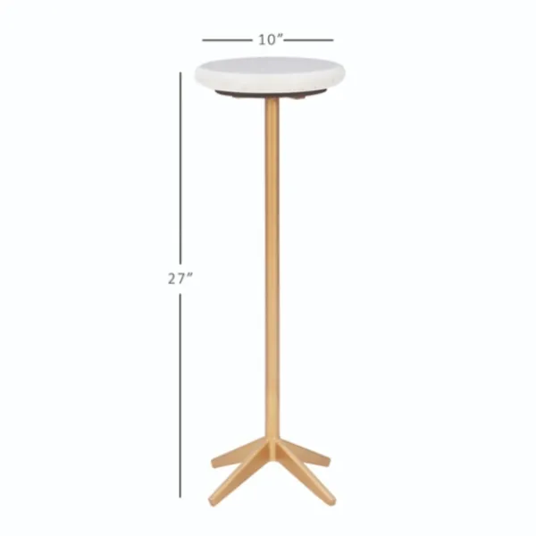 Accent & End Tables-Kirkland's Home Marble And Gold Base Cocktail Table White