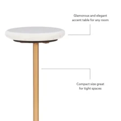 Accent & End Tables-Kirkland's Home Marble And Gold Base Cocktail Table White