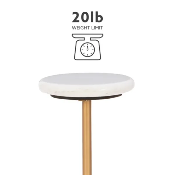 Accent & End Tables-Kirkland's Home Marble And Gold Base Cocktail Table White