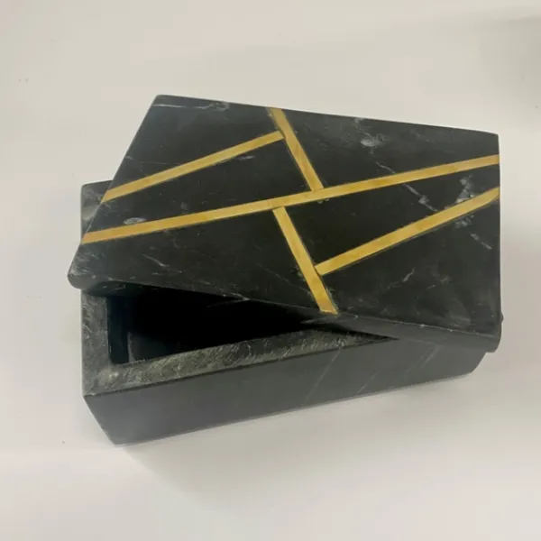 Baskets & Boxes-Kirkland's Home Marble And Gold Box Black
