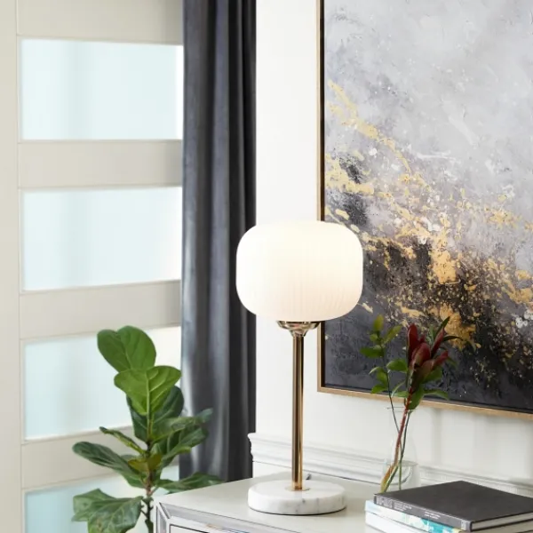Table Lamps-Kirkland's Home Marble And Gold Metal Globe Table Lamp White