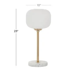 Table Lamps-Kirkland's Home Marble And Gold Metal Globe Table Lamp White