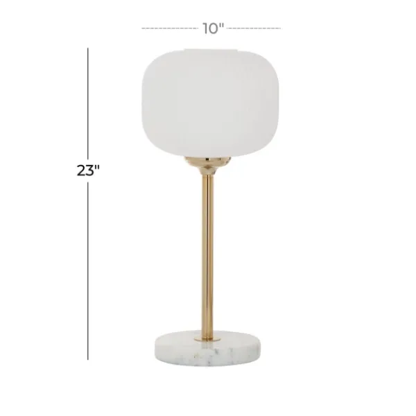 Table Lamps-Kirkland's Home Marble And Gold Metal Globe Table Lamp White