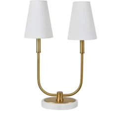 Table Lamps-Kirkland's Home Marble And Gold Twin Shade Table Lamp White