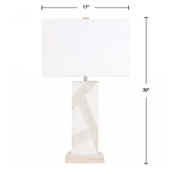 Table Lamps-Kirkland's Home Marble Carved Lines Table Lamp White