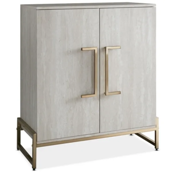 Cabinets & Sideboards-Kirkland's Home Marble Finish Gold Handle Storage Cabinet