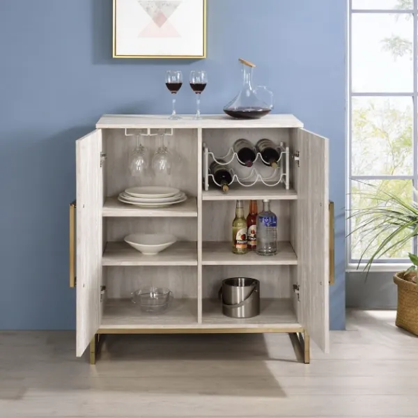 Cabinets & Sideboards-Kirkland's Home Marble Finish Gold Handle Storage Cabinet