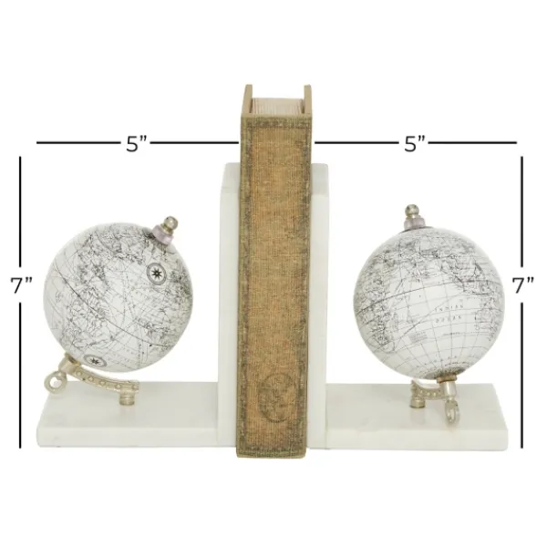 Decorative Accents-Kirkland's Home Marble Globe Bookends, Set Of 2 White