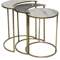 Accent & End Tables-Kirkland's Home Marble Moon Nesting Accent Tables, Set Of 3