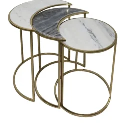 Accent & End Tables-Kirkland's Home Marble Moon Nesting Accent Tables, Set Of 3