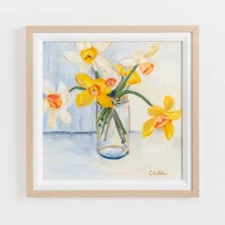 Framed Art-Kirkland's Home March Daffodils Framed Art Print White/Blue/Yellow