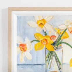 Framed Art-Kirkland's Home March Daffodils Framed Art Print White/Blue/Yellow