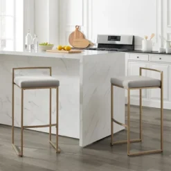 Bar Stools & Counter Height Stools-Kirkland's Home Marley And Gold Bar Stools, Set Of 2 Gray