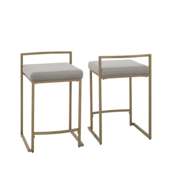 Bar Stools & Counter Height Stools-Kirkland's Home Marley And Gold Counter Stools, Set Of 2 Gray