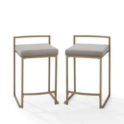 Bar Stools & Counter Height Stools-Kirkland's Home Marley And Gold Counter Stools, Set Of 2 Gray