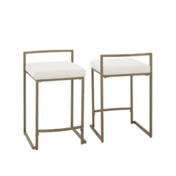 Bar Stools & Counter Height Stools-Kirkland's Home Marley Cream And Gold Counter Stools, Set Of 2 White